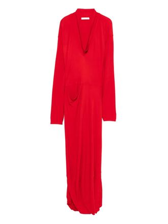 Christophe Lemaire Jurk met col en zak - Rood
