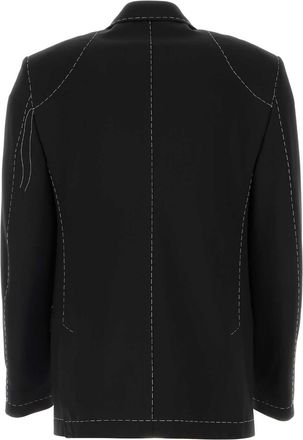 Off-white Mens Embroidered Wool-Blend Blazer Black Polyester Virgin Blazers