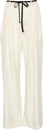Barena Gestreepte broek met strikceintuur - Dames - Wijde Broeken - Beige - XS - Broeken