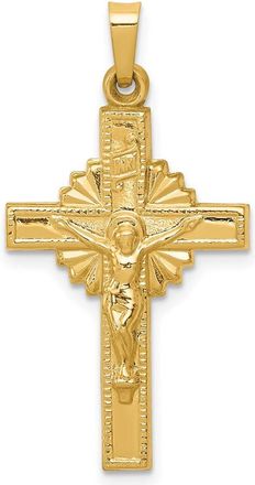 Diamond2Deal 14k Yellow Gold INRI Hollow Crucifix Pendant