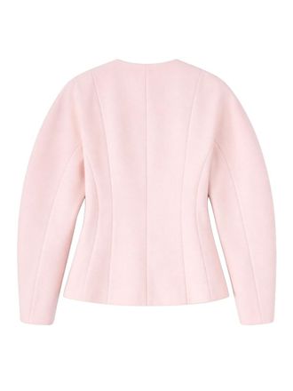 Ganni Wool Blend V-Neck Blazer - Pink
