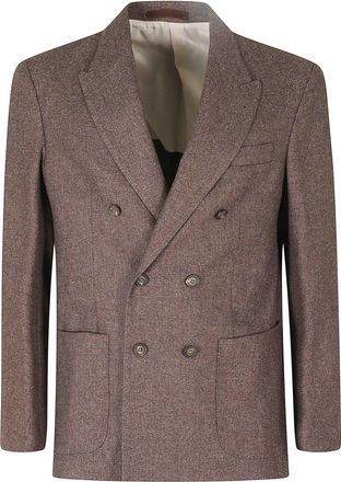 Eleventy Double-Breasted Textured Blazer With Notch Lapel