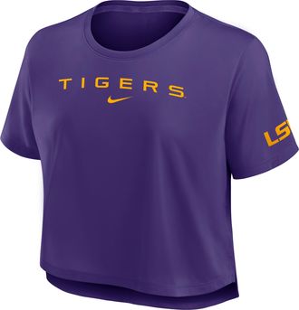 Nike LSU Premium Performance Nike Womens Dri-FIT Cropped Top in Purple | 02OX51LLSN-3PW