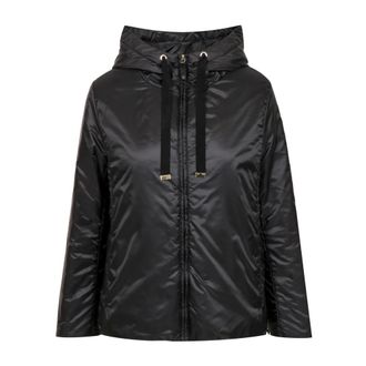 Max Mara Jassen, Dames, Zwart, S, Leer, Greenh Gewatteerde Jas