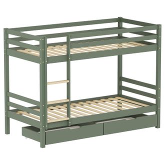Happy Garden Litera Infantil 190x90cm Verde Con Cajones Amber