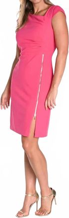Frank Lyman Design Fuchsia Asymmetric Ruched Dress In Pink