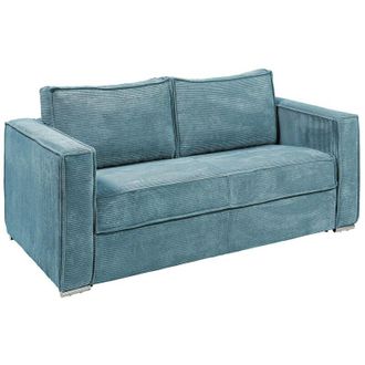 Vente-Unique Vente-unique - Divano letto 3 posti a ribalta Posto letto 140 cm Materasso 14 cm in Velluto a coste Azzurro - loreto