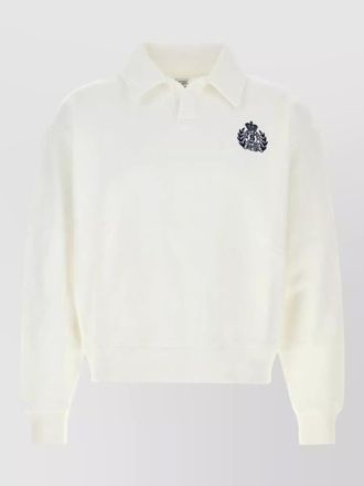 Sporty & Rich cotton polo knit shirt ribbed cuffs hem