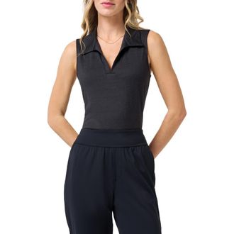 Travis Mathew Skyloft Light Sleeveless Polo in Heather Black at Nordstrom, Size Xx-Large