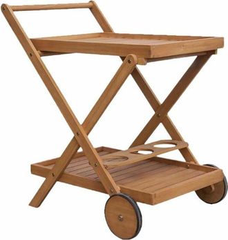 Gardenia Carrellino in legno di eucalipto fsc serie amalfi, 69x52xh.75 cm