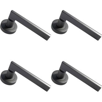 Loops 4x PAIR Straight Plinth Mounted Handle on Round Rose Concealed Fix Matt Bronze