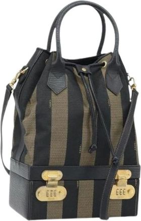 Fendi Pre-owned Bucket Bags, female, Multicolor, Size: ONE SIZE Pre-owned Pequin Canvas Bucket Bag