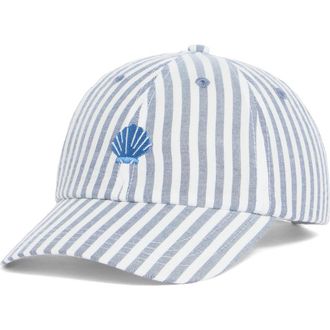 Frasier Sterling Low Tide Cotton Canvas Baseball Cap in Cloud Seersucker at Nordstrom
