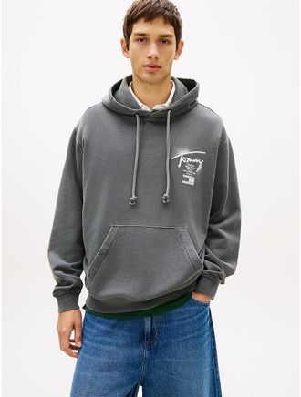 Tommy Hilfiger Mens Tommy Jeans Spray Paint Logo Hoodie - Black - XL