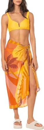 Maaji Instintc Print Isla Cover-Up Pareo in Open Orange at Nordstrom