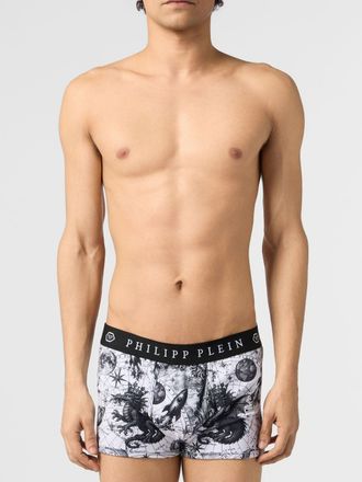 Philipp Plein Set di due boxer in cotone stretch con fascia logata e stampa grafica