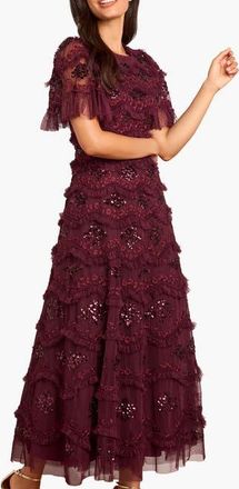 Needle & Thread Daisy Wave Ankle Gown in Claret at Nordstrom, Size 14