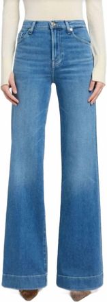 7 For All Mankind Dojo Slim Illusion Mid Rise Wide Jeans In Marine