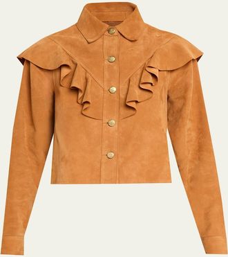 Ulla Johnson Matilde Ruffle Suede Jacket