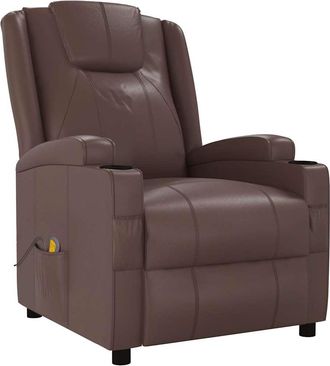 vidaXL Sill&oacute;n De Masaje Cuero Sint&eacute;tico Marr&oacute;n Vidaxl