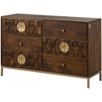 Massivmoebel24 Credenza in legno di Mango 122x40x77 Oliato marrone DIAMOND 209