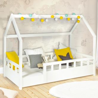 IDMarket Letto A Capanna Per Bambini 80 X 160 Cm Neree Bianco Con Struttura Letta E Sponde