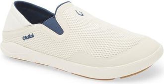 Olukai Moku Slip-On Sneaker in White Sand /Trench Blue at Nordstrom, Size 10.5