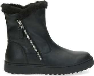 Caprice Enkellaarsjes met sleehak - Dames - Winterlaarzen - Zwart - 37 EU - Leer - Schoenen