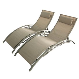 Concept Usine Tumbona capuchino regulable y apilable de 2 plazas con patas de acero