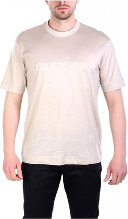Emporio Armani Logo T-Shirt - Heren - T-shirts - Beige - M - Katoen - Tops