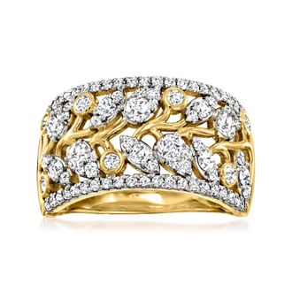 Ross-Simons Diamond Leaf Vine Ring in 14kt Yellow Gold