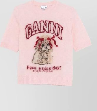 Ganni alpaca blend fine-knit crewneck sweater