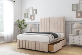 Comfort Beds Sara Naples Divan Base 2 Drawers - 54 Headboard-Footboard in Light Sand | Size: Double