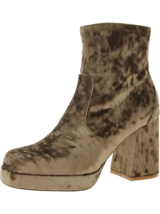 Steve Madden Ever Boots Womens 7.5 Green Velvet Block Heel Ankle Bootie ZPO3488