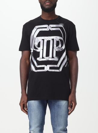 Philipp Plein Mens Crystal Logo Graphic Tee - Black Cotton - Size X-Large