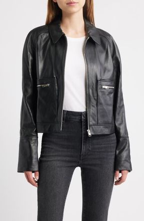 Frame Denim The Leather Zip Front Jacket in Black at Nordstrom, Size X-Small