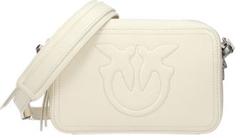 Pinko Pinko Damess Carrie lederen/zijden witte schoudertas