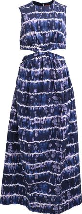 Altuzarra Ashima Shibori-Print Cutout Midi Dress in Navy Blue Cotton