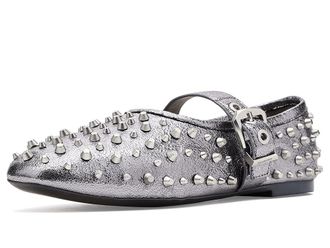 AllSaints Sabine Stud Shoes Womens Flat Shoes Gunmetal Grey : 7.5 M, Leather