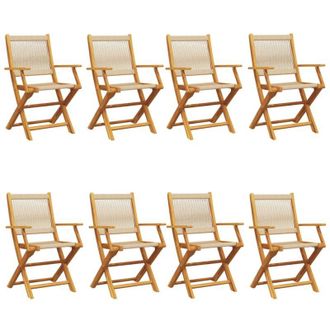 vidaXL Sillas De Jard&iacute;n Plegables 8 Uds Madera Maciza Acacia Beige Vidaxl