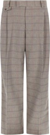 Dr&ocirc;le de Monsieur Neutrals Large Checkered Front Pleats Pants