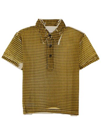 Maison Margiela Checkered Cropped Cupro-Blend Polo Shirt