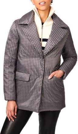 Bernardo Houndstooth Recycled Polyester Puffer Blazer in Blackbrown at Nordstrom Rack, Size Xx-Large