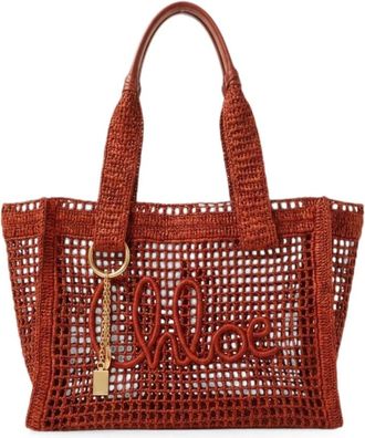 Chlo&eacute; Tassen, Dames, Rood, ONE Size, Leer, Summer Banana East-West Tote Bag