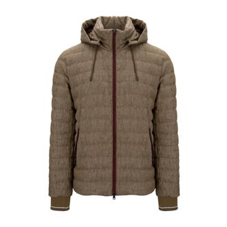 Herno Heren Rits Donsjas - Heren - Gewatteerde jassen - Bruin - L - Polyester - Jassen