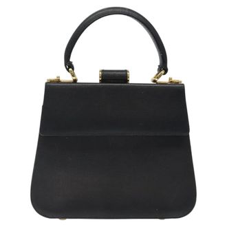 Ferragamo Convertible Top Handle Leather Black Leather Handbag (Pre-Owned)