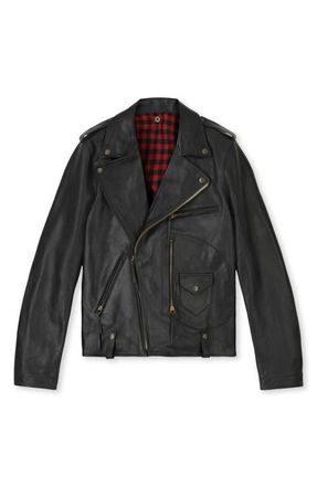 Fortela Biker Leather Jacket in Black at Nordstrom, Size 52 Eu