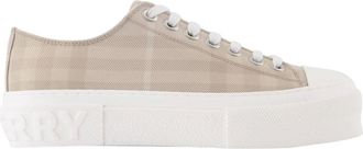 Burberry Sneakers, female, Beige, Size: 12 US Large Check Sneakers - Beige Nylon