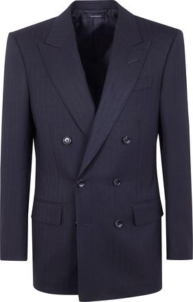 Tom Ford Solid Satin Stripe Double Breasted Jacket