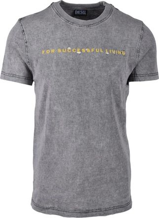 Diesel T-Shirts, male, Gray, Size: XL Cotton T-shirt